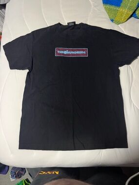 The Hundreds Black Tee with Blue and Red Box Logo